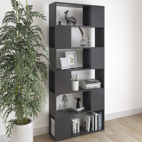 vidaXL Book Cabinet Room Divider Grey 80x24x186 cm Engineered Wood