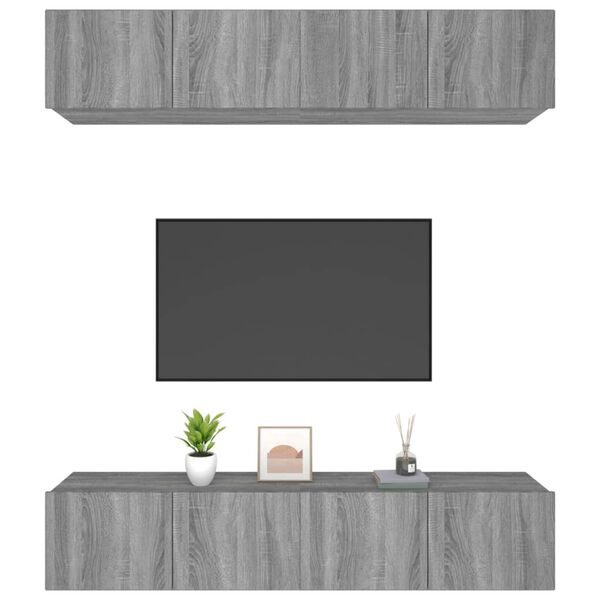 vidaXL TV Cabinets 4 pcs Grey Sonoma 80x30x30 cm Engineered Wood