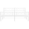 vidaXL Metal Bed Frame without Mattress with Footboard White 183x213cm