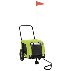 vidaXL Pet Bike Trailer Green and Black Oxford Fabric and Iron