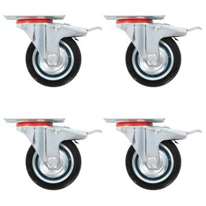 vidaXL Swivel Casters with Double Brakes 4 pcs 75 mm