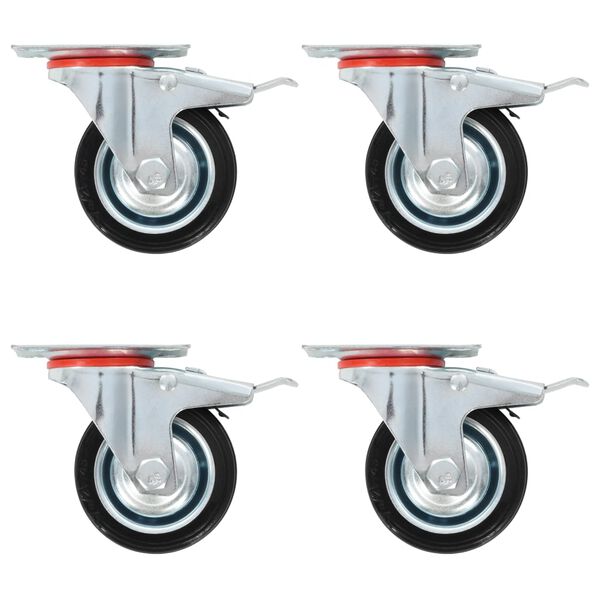 vidaXL Swivel Casters with Double Brakes 4 pcs 75 mm