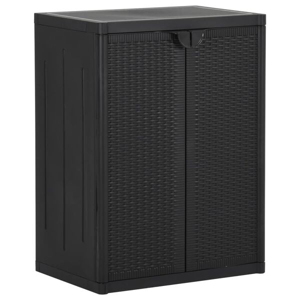 vidaXL Garden Storage Cabinet Black 65x45x88 cm PP Rattan