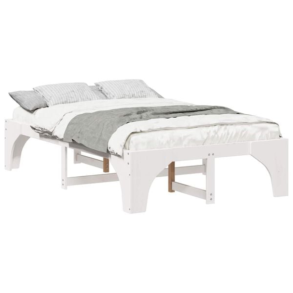 vidaXL Bed Frame White 120 x 200 cm Solid Pine Wood