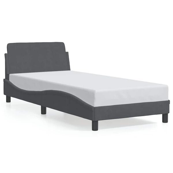 vidaXL Bed Frame "Dover" Dark Grey 90x190 cm Single Velvet