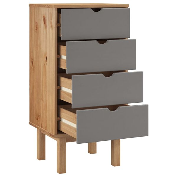 vidaXL Drawer Cabinet OTTA Brown&Grey 45x39x90cm Solid Wood Pine