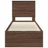 vidaXL Bed Frame with Drawer Brown Oak 75 x 190 cm Engineer Wood