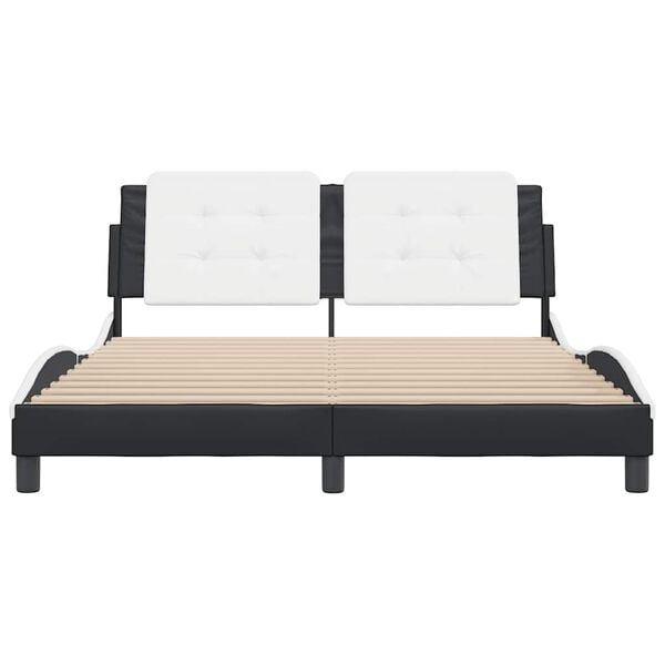 vidaXL Bed Frame without Mattress "Zadar" Black and White 160x200 cm Faux Leather