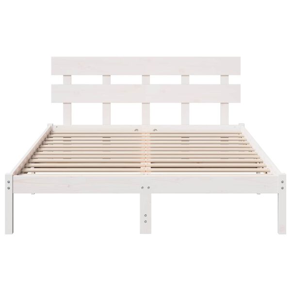 vidaXL Bed Frame with Headboard White 150 x 200 cm Solid Pine wood