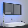 vidaXL LED Bathroom Mirror Cabinet Grey 90x12x45 cm Acrylic