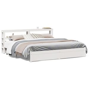 vidaXL Bed Frame with Headboard without Mattress White 200x200 cm