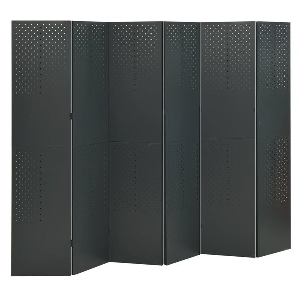 vidaXL 6-Panel Room Dividers 2 pcs Anthracite 240x180 cm Steel