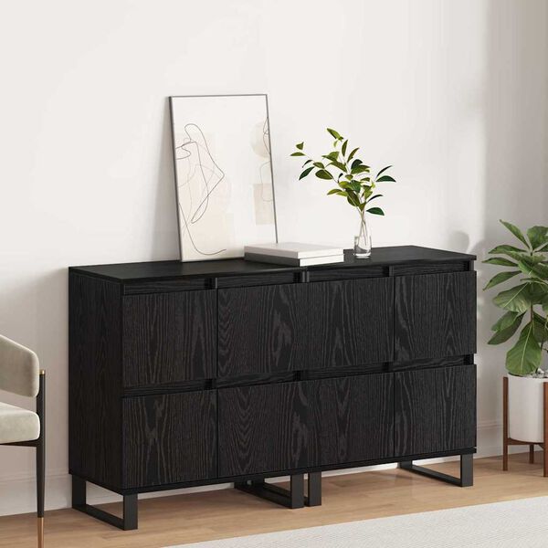 vidaXL Sideboard 2 pcs Black Oak 60 x 35 x 70 cm
