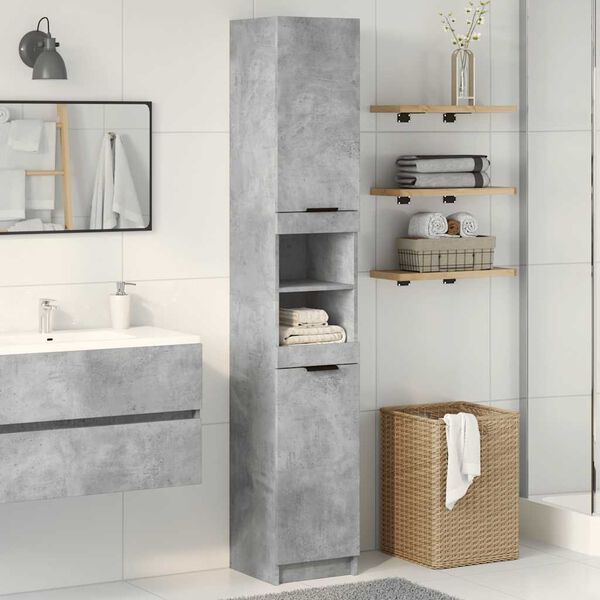 vidaXL Bathroom Cabinet Concrete Grey 32x34x188.5 cm Engineered Wood