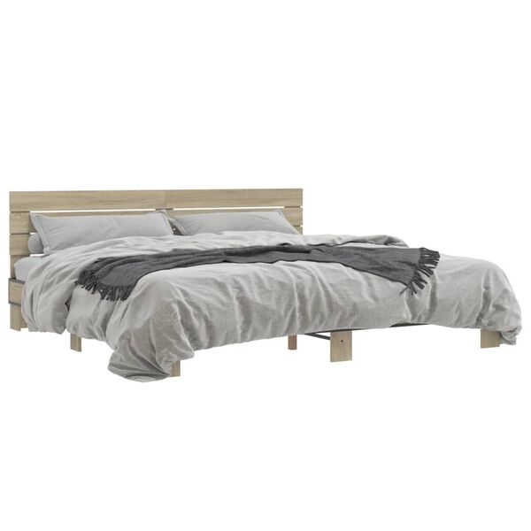 vidaXL Bed Frame without Mattress Sonoma Oak 180x200 cm Super King
