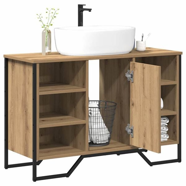 vidaXL Bathroom Sink Cabinet with Shelf Artisan Oak 91 x 35 x 60 cm
