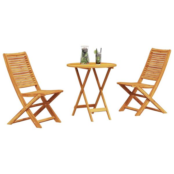 vidaXL Folding Bistro Set Folding 3 pcs Brown Solid Acacia Wood