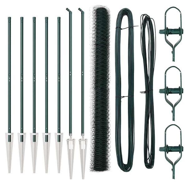 vidaXL Fence Post Green 10 x 1.6 m (36 mm mesh) Steel and PVC