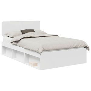 vidaXL Bed Frame with Headboard White 120 x 190 cm Solid Pine Wood