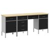 vidaXL Work Cabinet with Drawer 4 pcs Black Engineered Wood and Steel