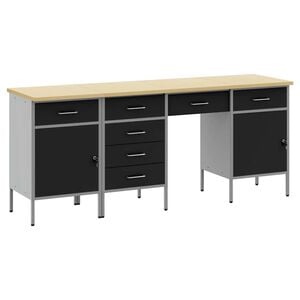 vidaXL Work Cabinet with Drawer 4 pcs Black Engineered Wood and Steel