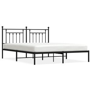 vidaXL Metal Bed Frame without Mattress with Headboard Black 160x200cm