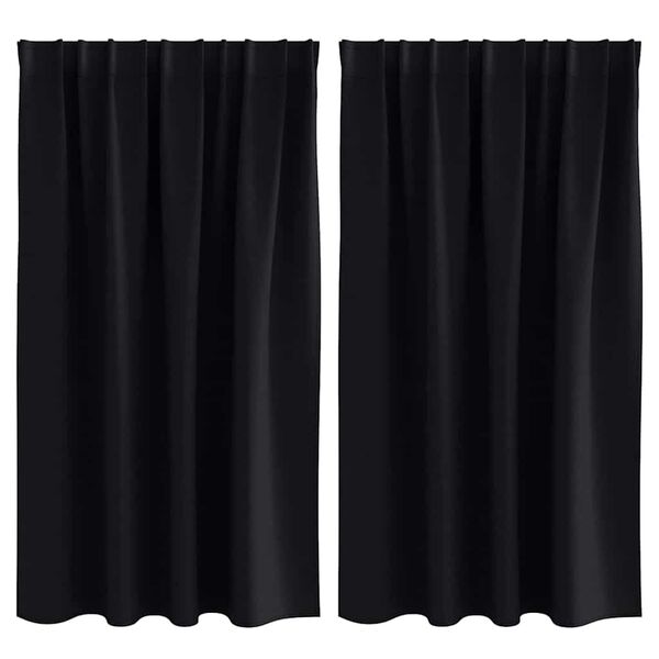 vidaXL Blackout Curtains with Rings 2 pcs Black 140 x 140 cm Polyester