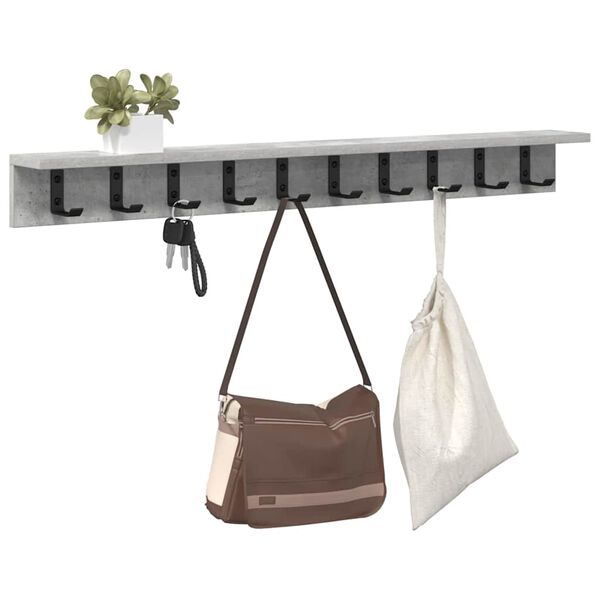 vidaXL Wall-Mounted Coat Rack Concrete Grey 100 x 10.5 x 10.5 cm