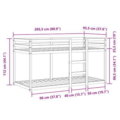 vidaXL Bunk Bed with Curtains Blue 90x200 cm Solid Wood Pine