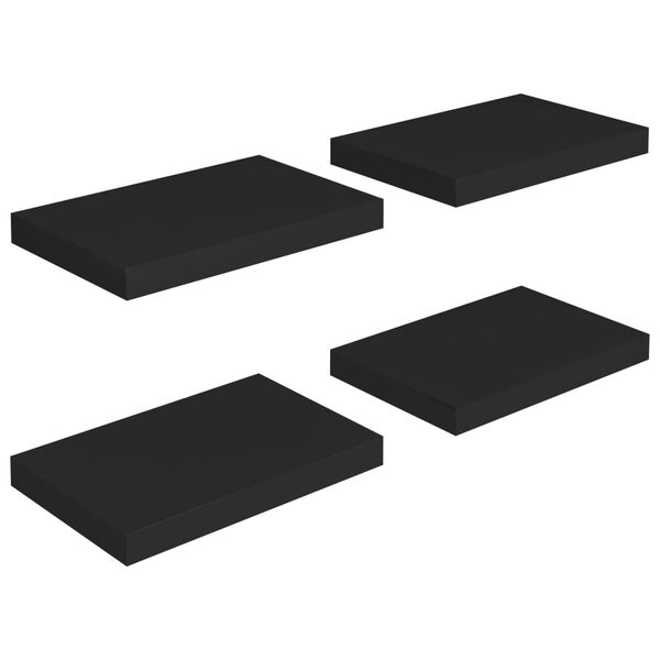vidaXL Floating Wall Shelves 4 pcs Black 40x23x3.8 cm MDF