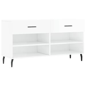 vidaXL Shoe Bench High Gloss White 102x35x55 cm Engineered Wood