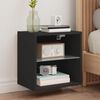 vidaXL Bedside Cabinets with LED Lights Wall-mounted 2 pcs Black