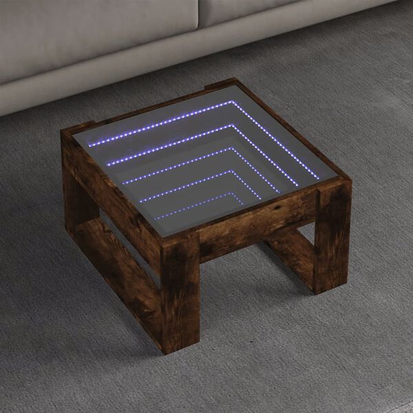 vidaXL Coffee Table with Infinity LED Smoked Oak 50x53x30 cm