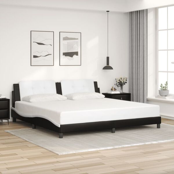 vidaXL Bed Frame without Mattress "Zadar" Black and White 200x200 cm Faux Leather