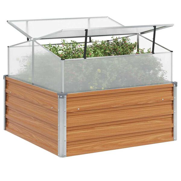 vidaXL Garden Planter with Greenhouse Light Brown 100 x 100 x 77 cm