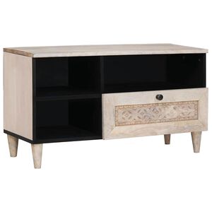 vidaXL TV Cabinet Bleached White 80 x 33 x 46 cm Solid Mango Wood