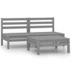 vidaXL 3 Piece Garden Lounge Set Solid Pinewood Grey