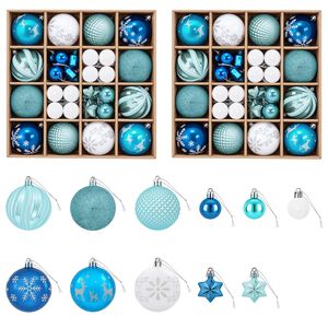 vidaXL Christmas Ball Set 88 pcs Turquoise, Dark Blue and White &Oslash; 6 cm