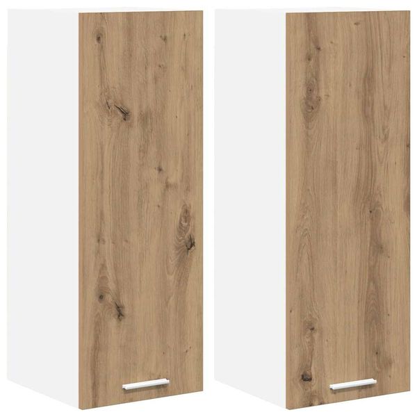 vidaXL Hanging Cabinet 2 pcs Artisan Oak and White 30 x 31 x 80 cm