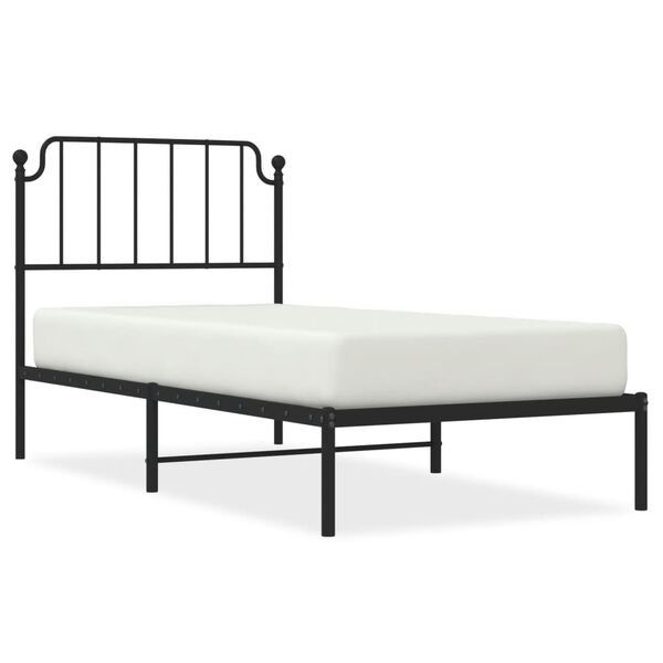 vidaXL Metal Bed Frame without Mattress with Headboard Black 90x200cm