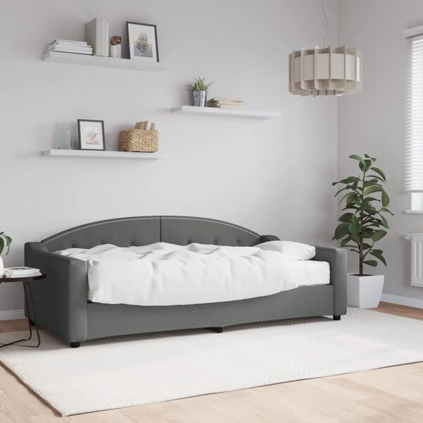 vidaXL Daybed with Mattress Dark Grey 90x190 cm Fabric