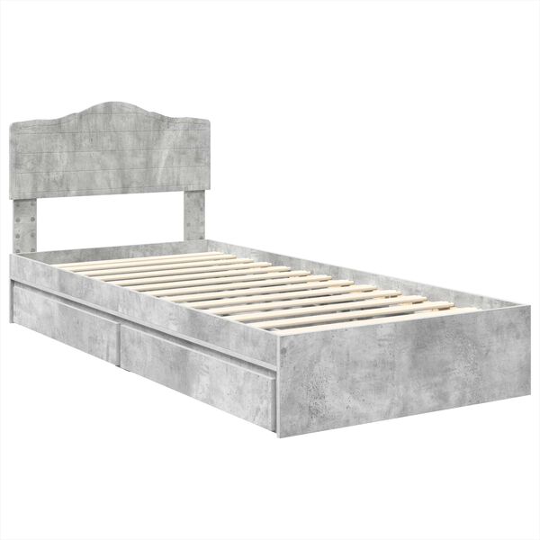 vidaXL Storage Bed Concrete Grey 70 x 190 cm Engineered Wood
