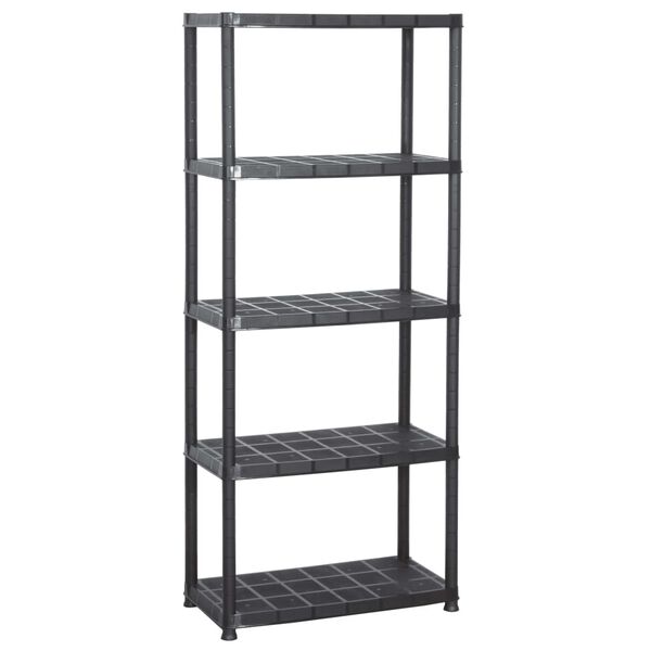 vidaXL Storage Shelf 5-Tier Black 71x38x170 cm Plastic