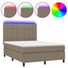 vidaXL Box Spring Bed with Mattress&LED Taupe 140x200 cm Fabric