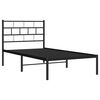 vidaXL Metal Bed Frame without Mattress with Headboard Black 100x200cm