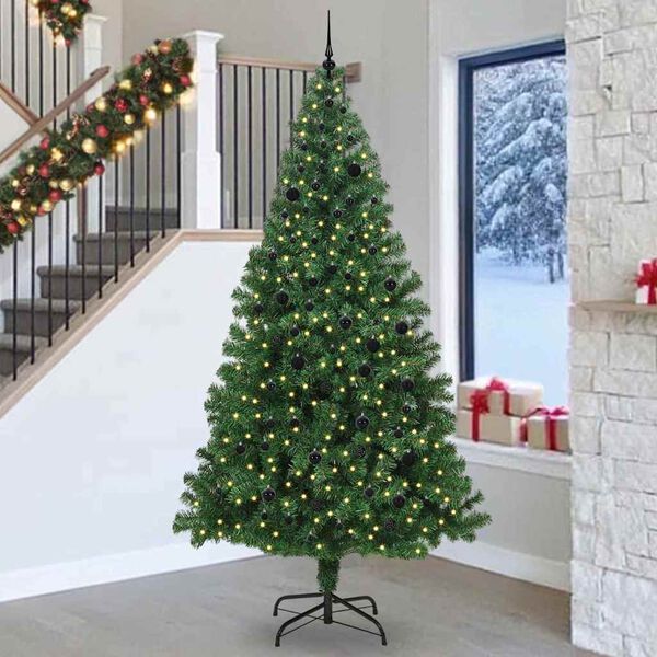 vidaXL Artificial Christmas Tree with 300 LEDs with Stand Green 240 cm