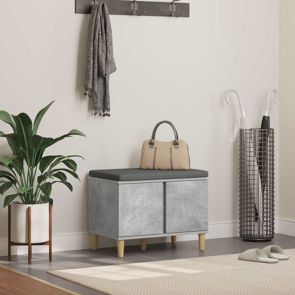 vidaXL Hall Bench with Cushion with Door Concrete Grey 60 x 38 x 46 cm