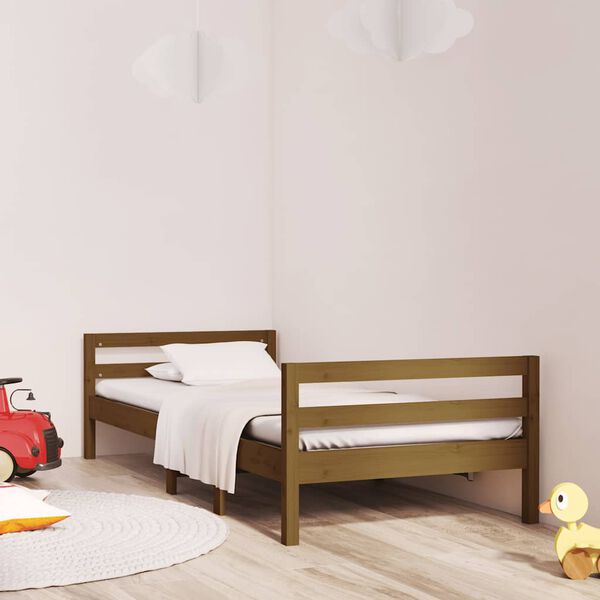 vidaXL Bed Frame without Mattress Honey Brown 75x190 cm Small Single Solid Wood Pine