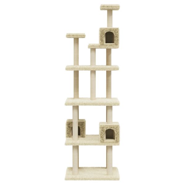 vidaXL Cat Tree with Sisal Scratching Posts Cream 188 cm