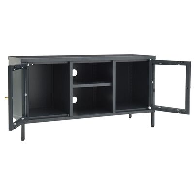 vidaXL TV Cabinet Anthracite 105x35x52 cm Steel and Glass